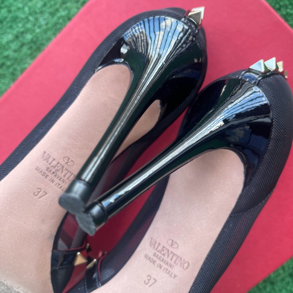 NEW! SHOES VALENTINO - ROCKSTUD PATENT-LEATHER PUMP 100 MM - SIZE 37 - Picture 6 of 16